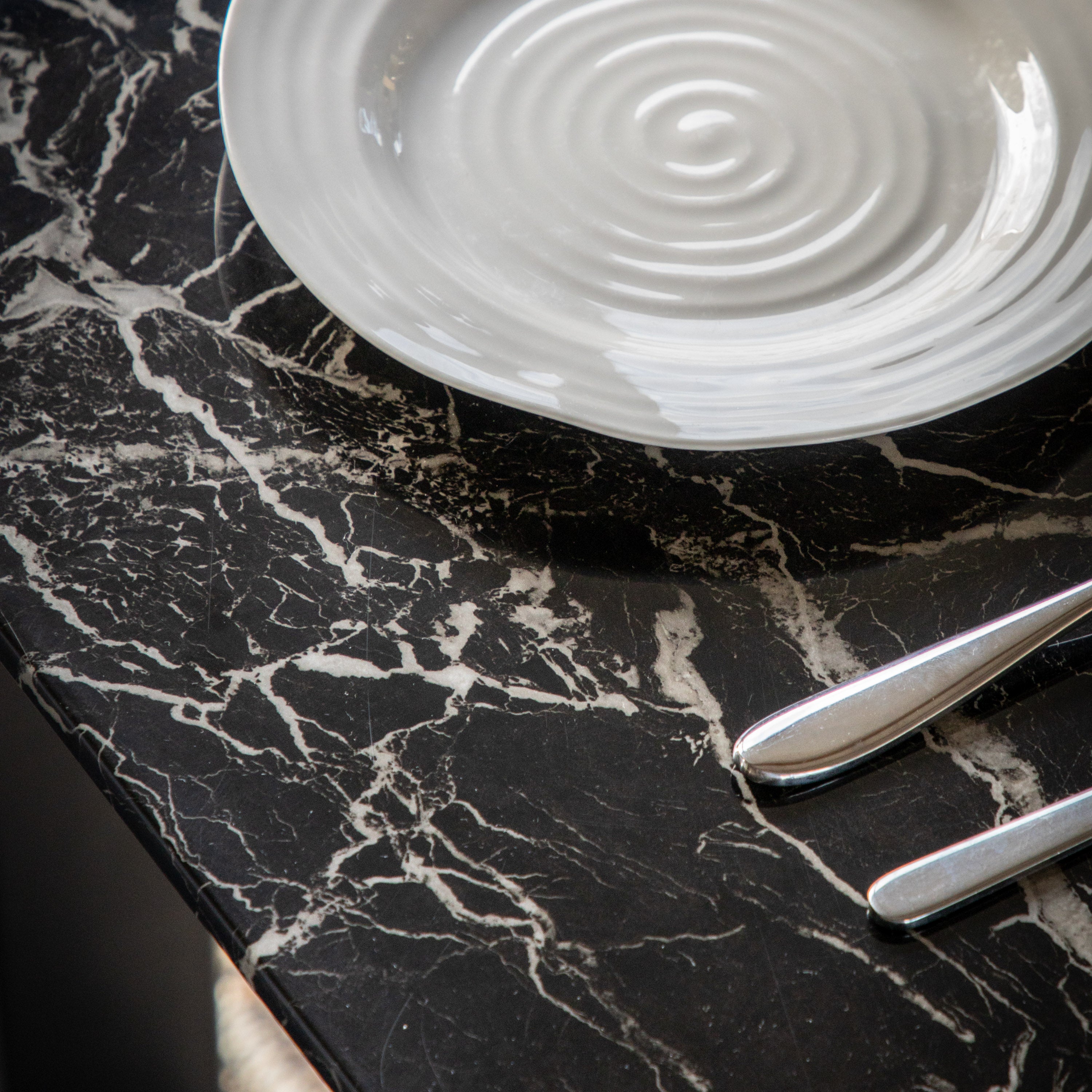 Ari Black Marble Rectangle Dining Table | 6 Seater